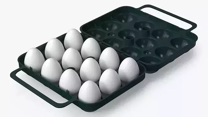 Portable Holder with Eggs Open 3D model
