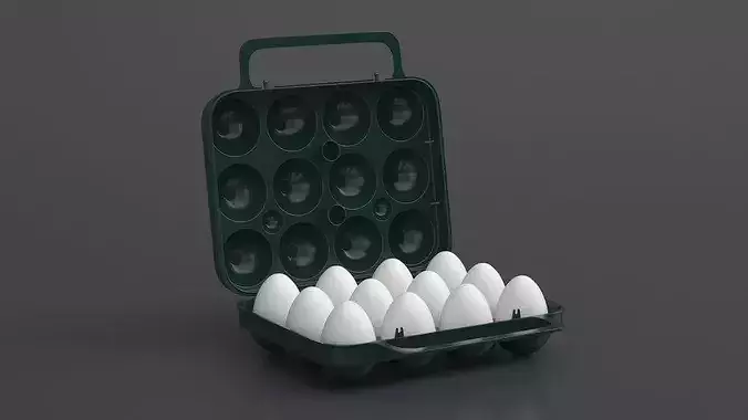 Portable Holder with Eggs Open 3D model 4