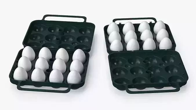 Portable Holder with Eggs Open 3D model 5