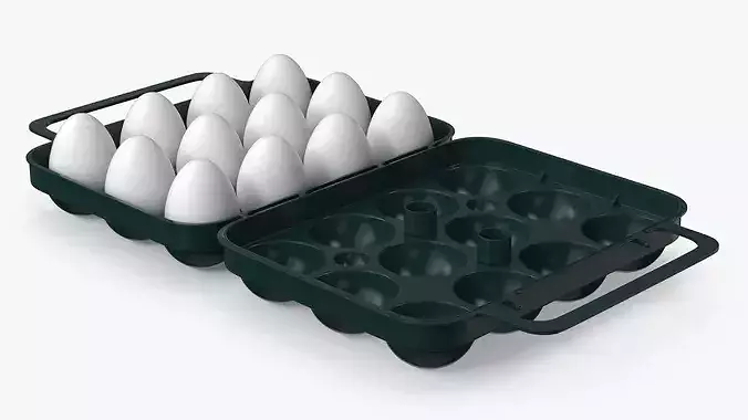 Portable Holder with Eggs Open 3D model 7