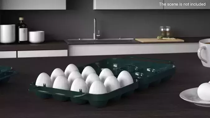 Portable Holder with Eggs Open 3D model 2