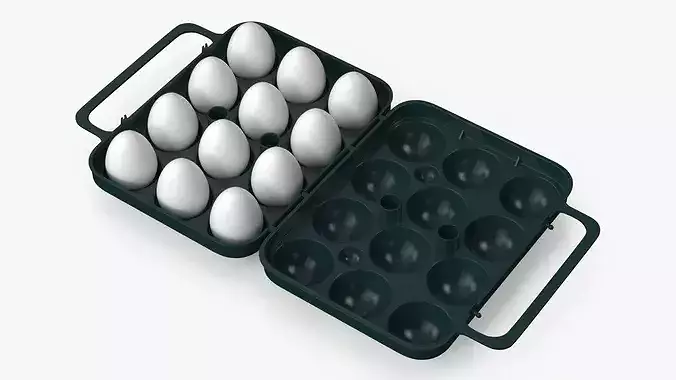 Portable Holder with Eggs Open 3D model 6