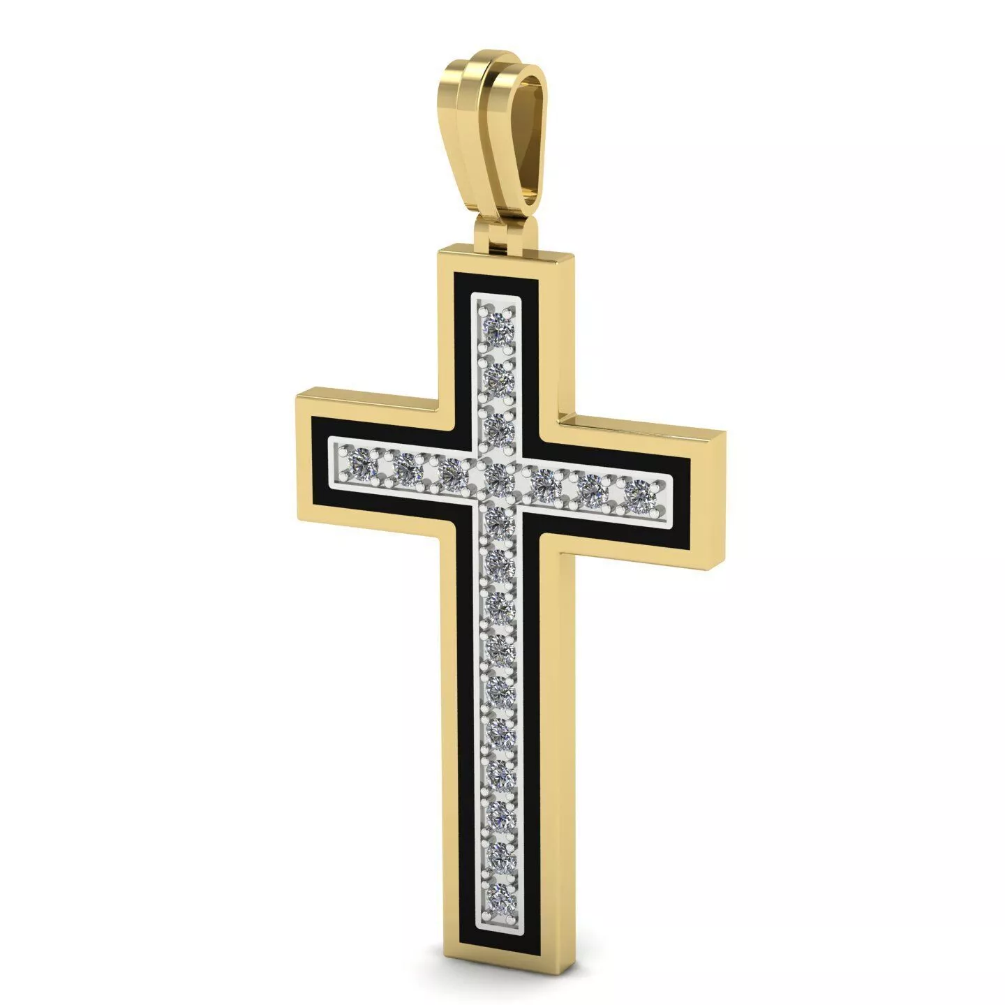 Modern Gold Cross Pendant with Diamonds Jewelry CAD Model 3D print model