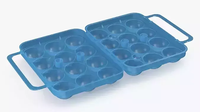 Portable Eggs Holder Blue Open 3D model