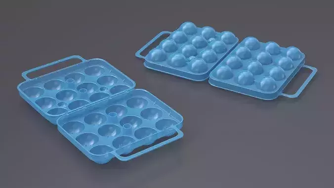 Portable Eggs Holder Blue Open 3D model 3