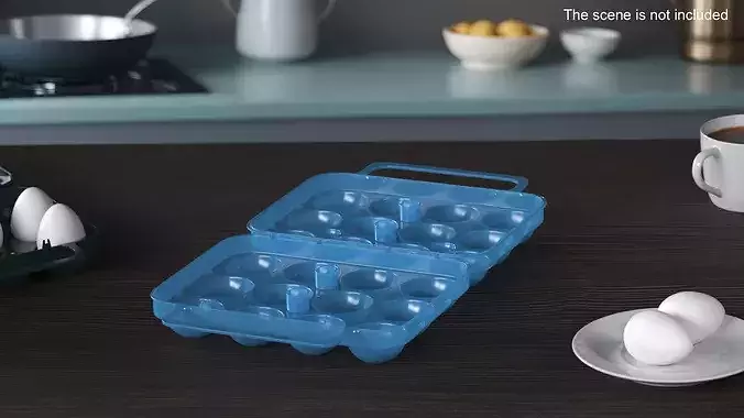 Portable Eggs Holder Blue Open 3D model 2