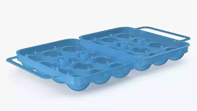 Portable Eggs Holder Blue Open 3D model 5