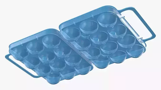 Portable Eggs Holder Blue Open 3D model 7