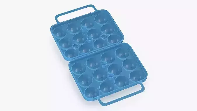 Portable Eggs Holder Blue Open 3D model 6