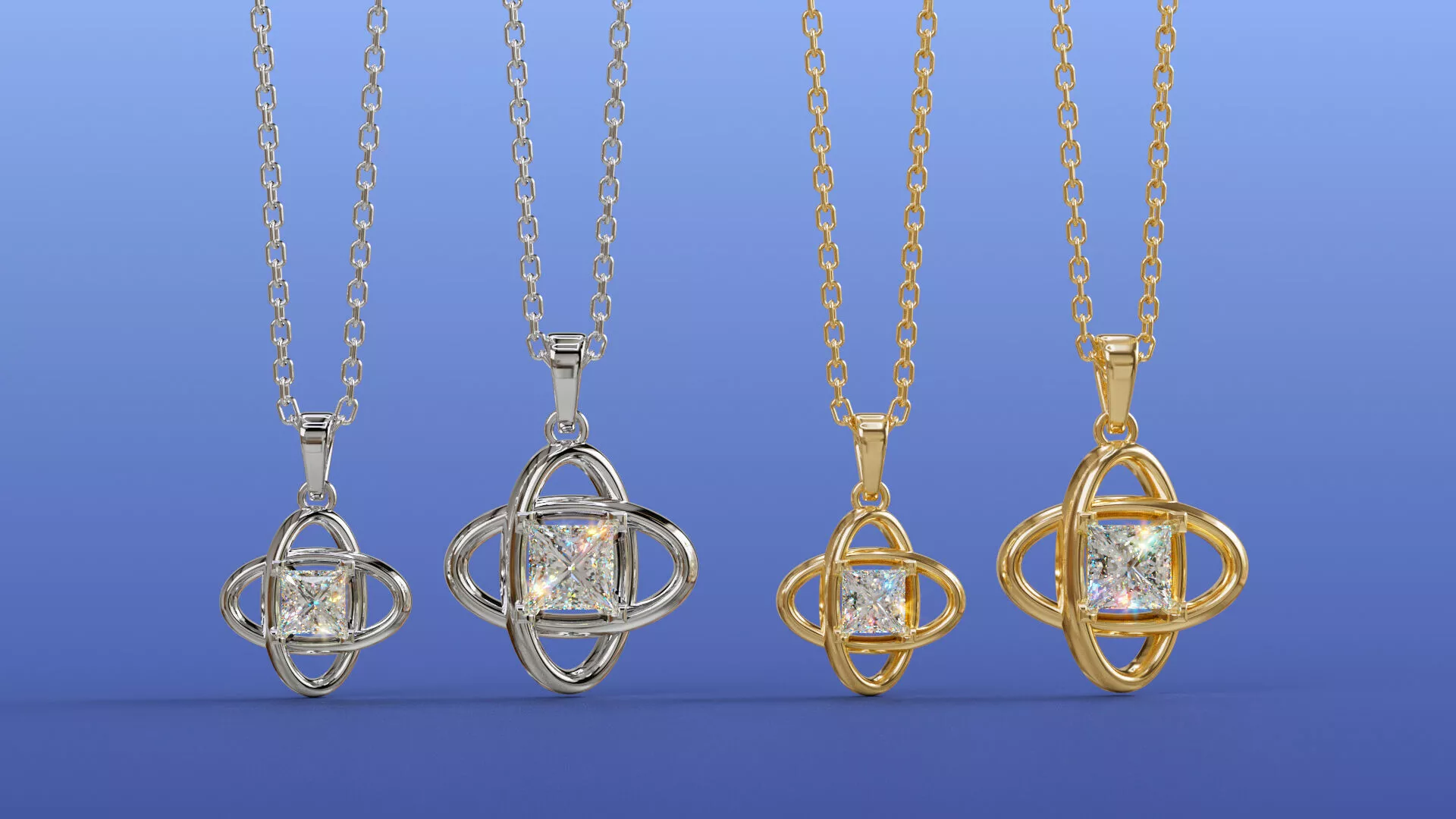 Princess Orbit Pendant Diamond Necklace Jewelry CAD Design 3D print model