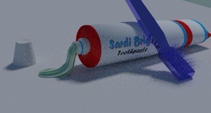 Toothpaste with blue toothbrush 3D model