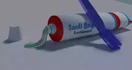 Toothpaste with blue toothbrush 3D model