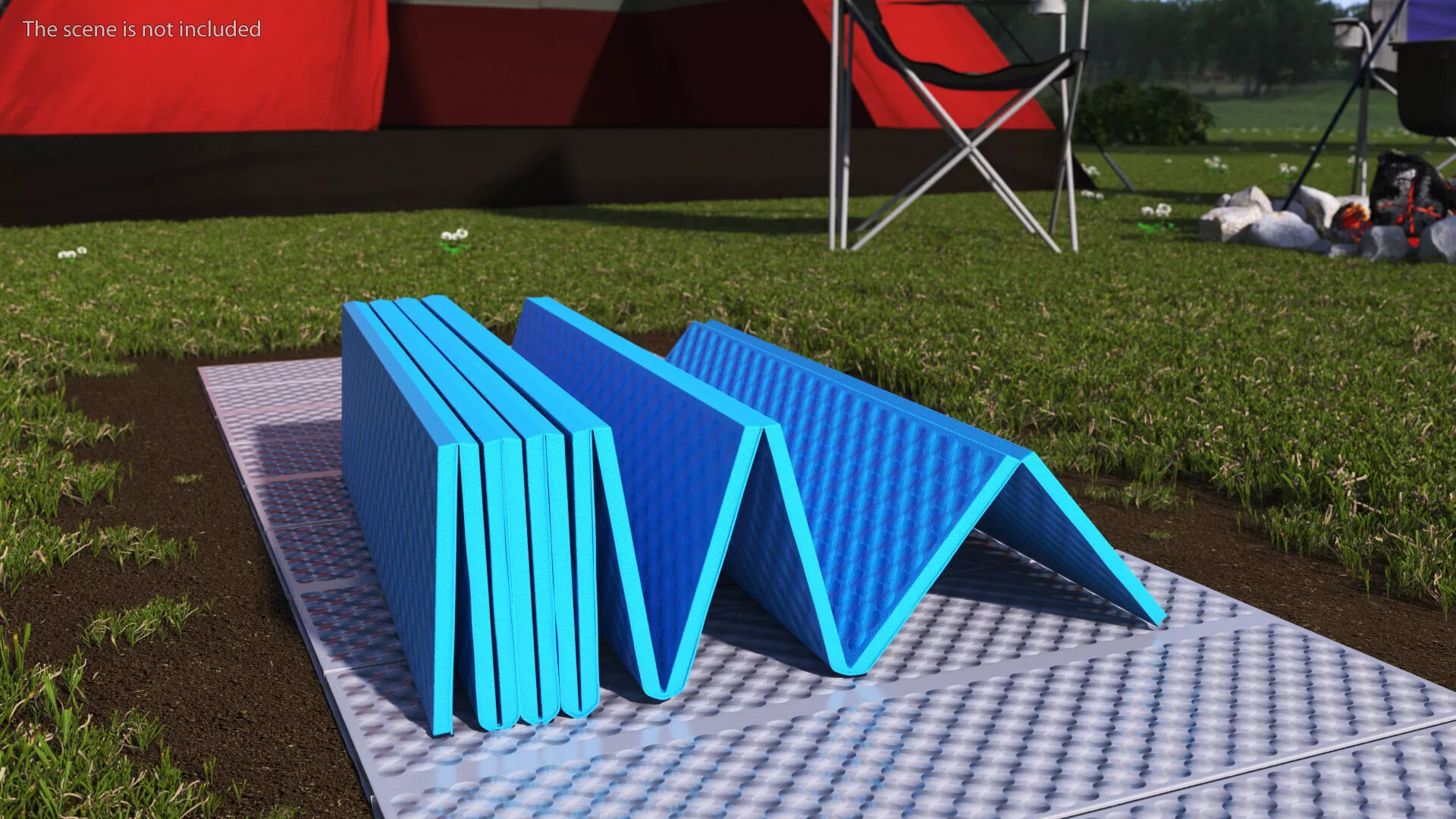 Folding Sleeping Pad Blue Rigged for Cinema 4D 3D model