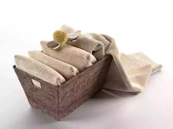 Towels in Basket Composition