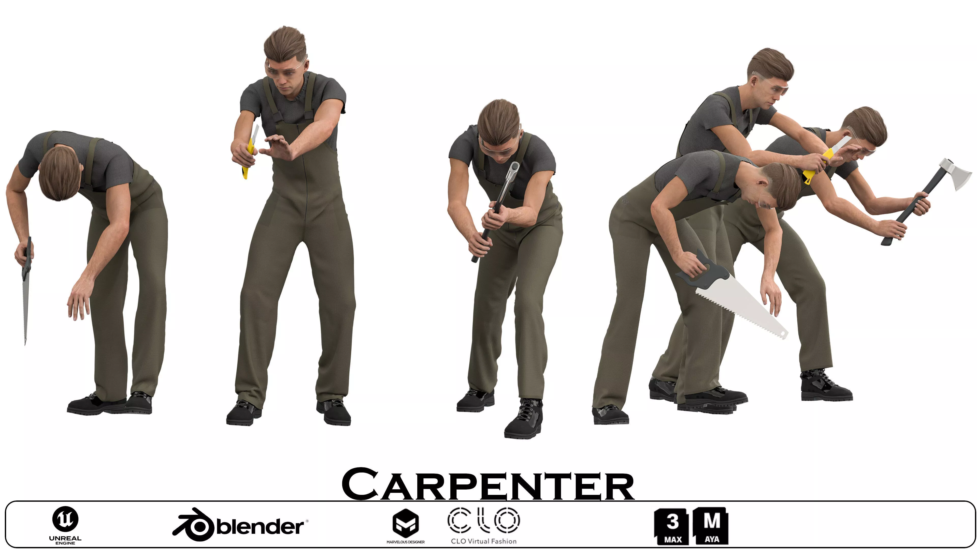 Carpenter Low-poly 3D model