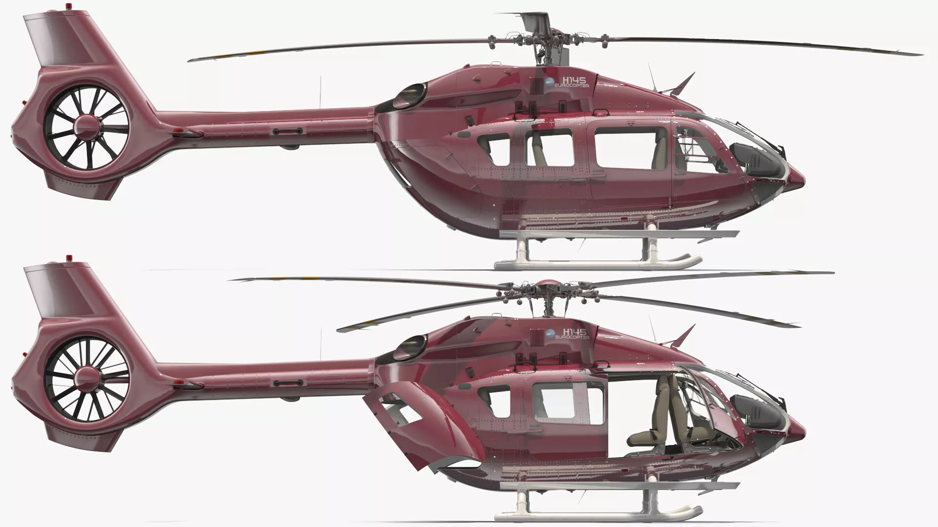 Eurocopter H145 Helicopter Rigged for Cinema 4D 3D model