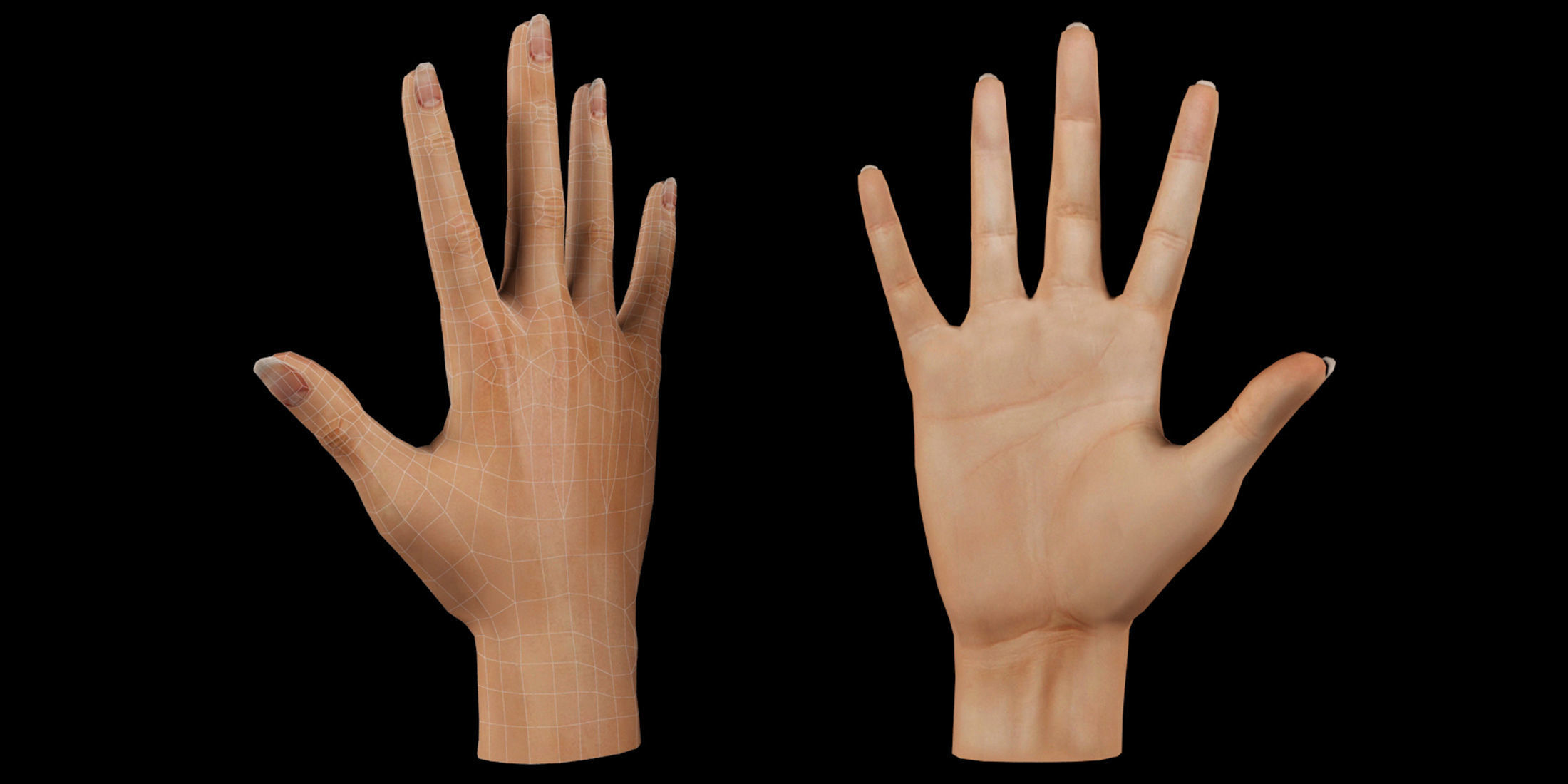 Low poly Female hand Low-poly 3D model_1