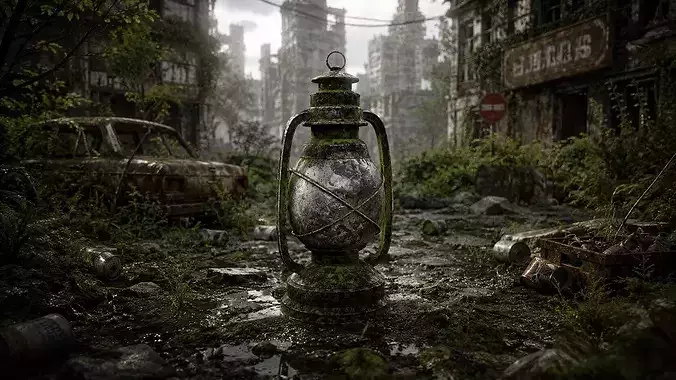 Abandoned Rusty Lantern - Low Poly 3D Model