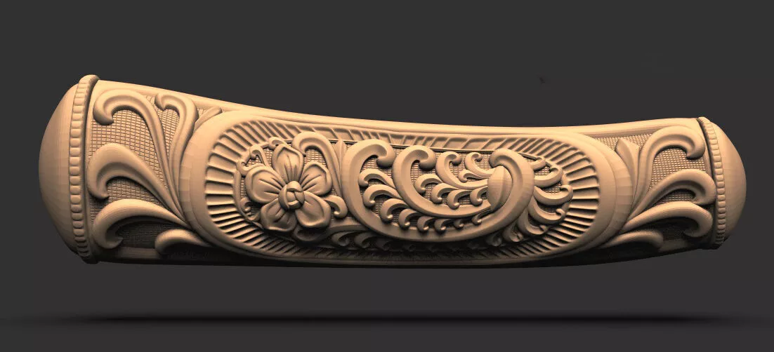 Floral Ornamental Cylindrical Handle STL 3D model