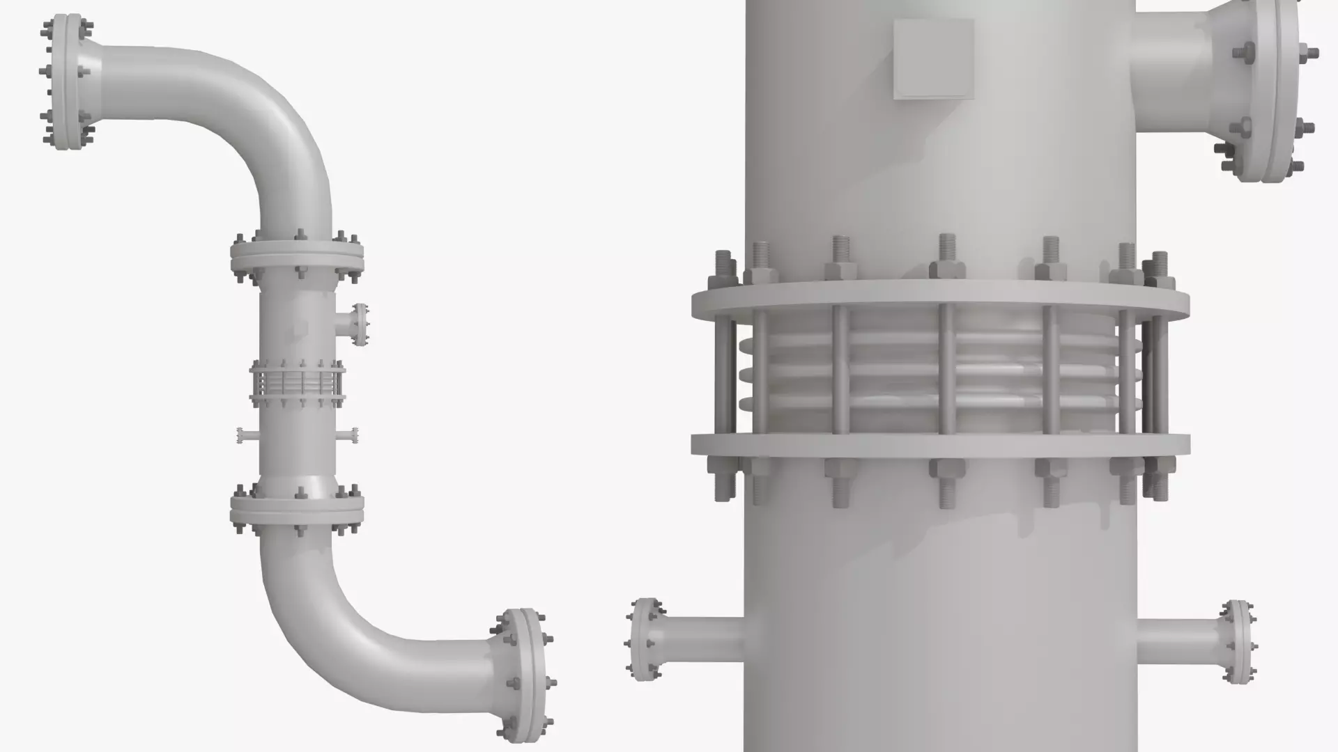 Mechanical Pipe Assembly with Expansion Bellows 3D model