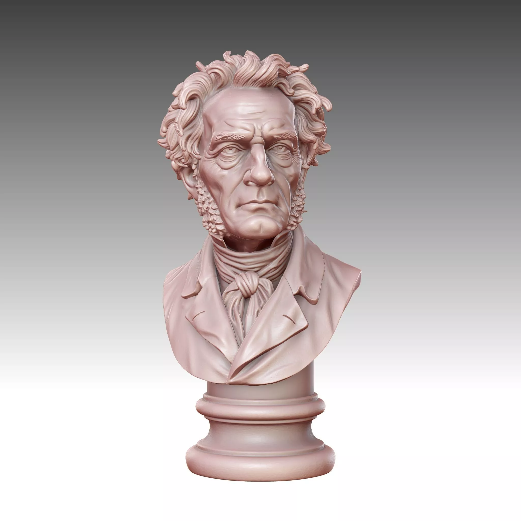 Arthur Schopenhauer Classical Philosopher Bust Sculpture STL 3D print model