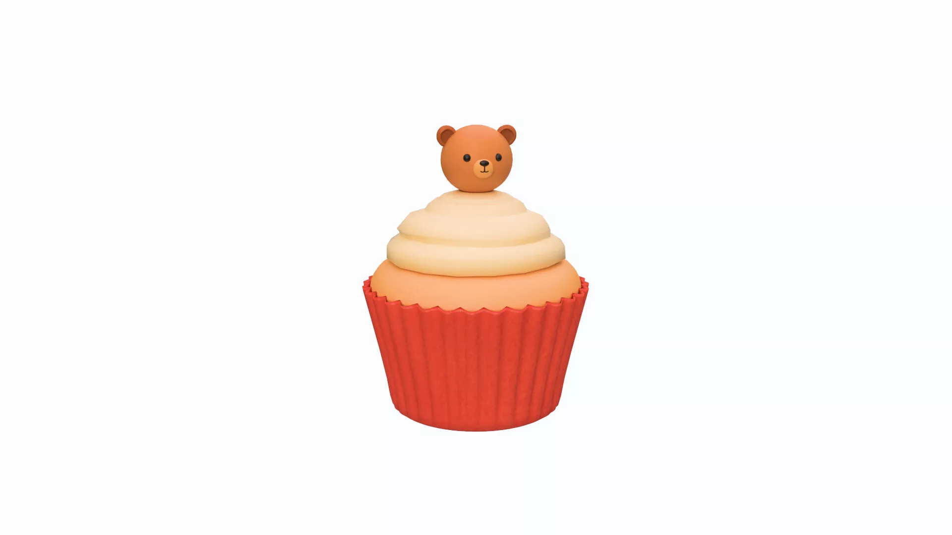 Cute Bear Cupcake Low-poly 3D model
