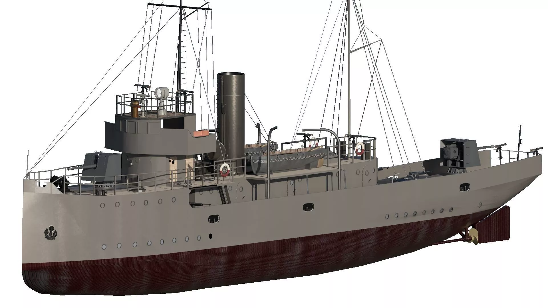 WW1 POLISH NAVY LARGE GUNBOAT 3D model