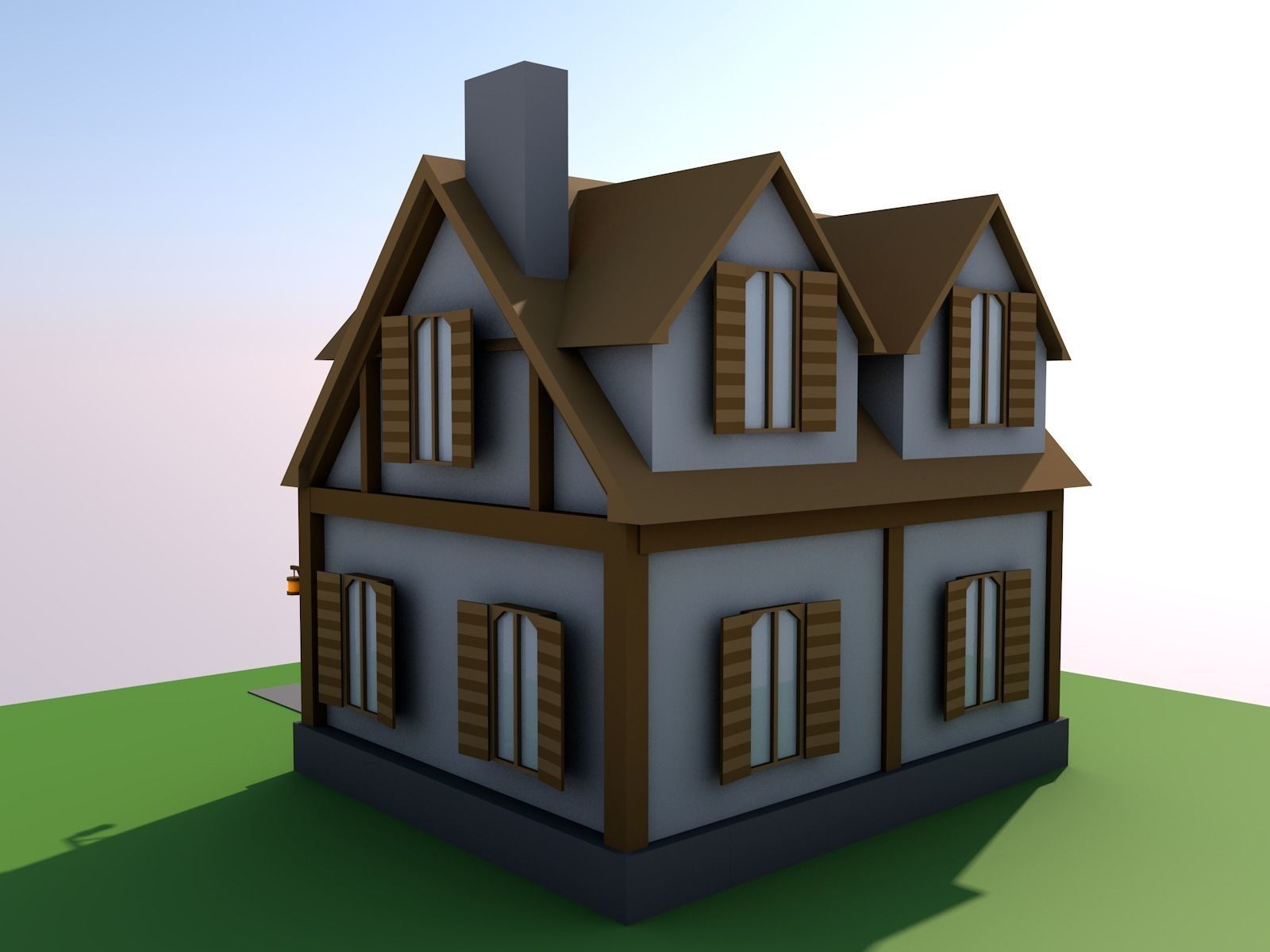 Low-Poly Simple House Small 2 Free low-poly 3D model_1