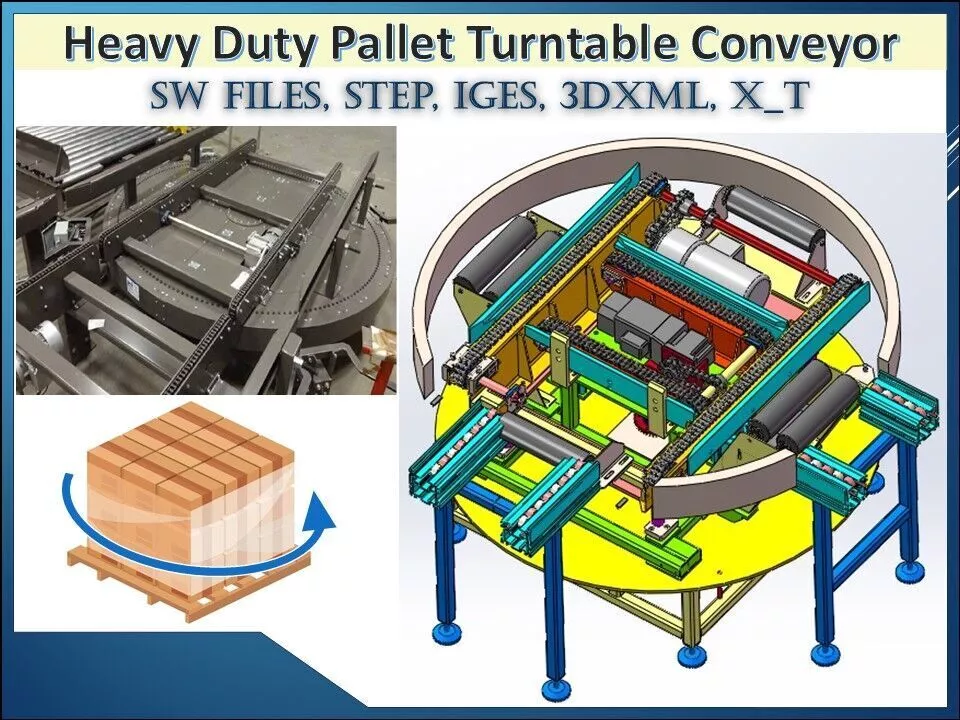Heavy Duty 90-180-360 Degree Pallet Turntable Conveyor 3D model