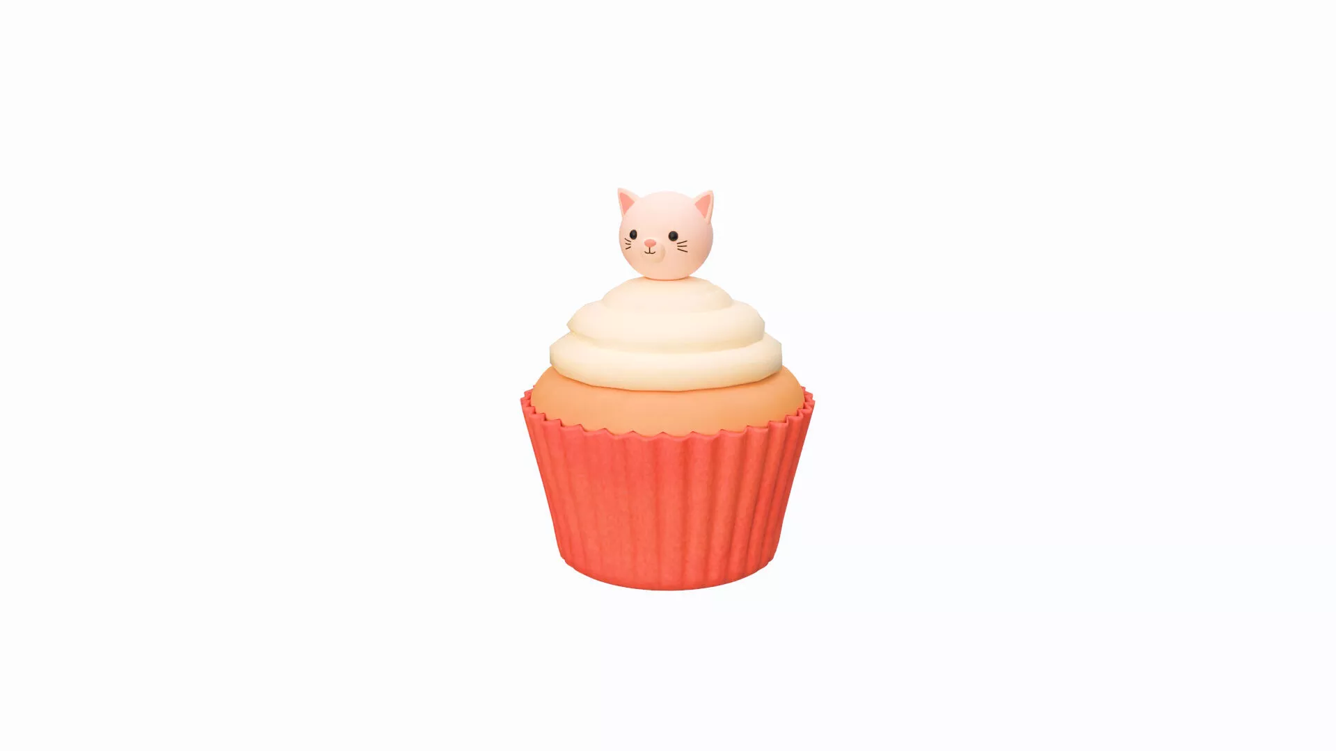Cute Cat Cupcake Low-poly 3D model