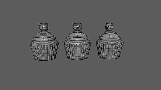 Cute Cat Cupcake  Low-poly 3D model 4