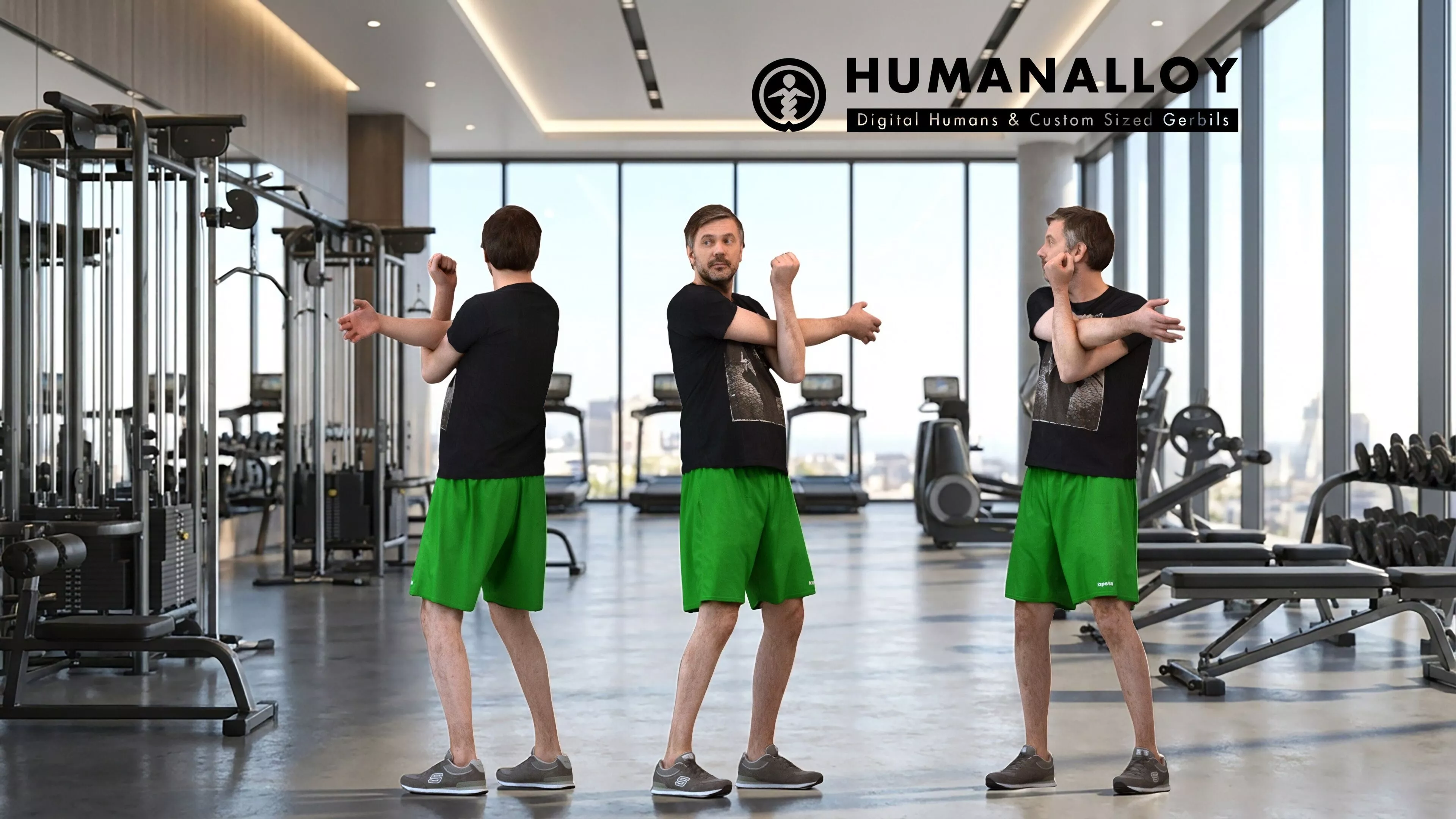 Adult Caucasian man exercising in sportwear for fitness 3D model