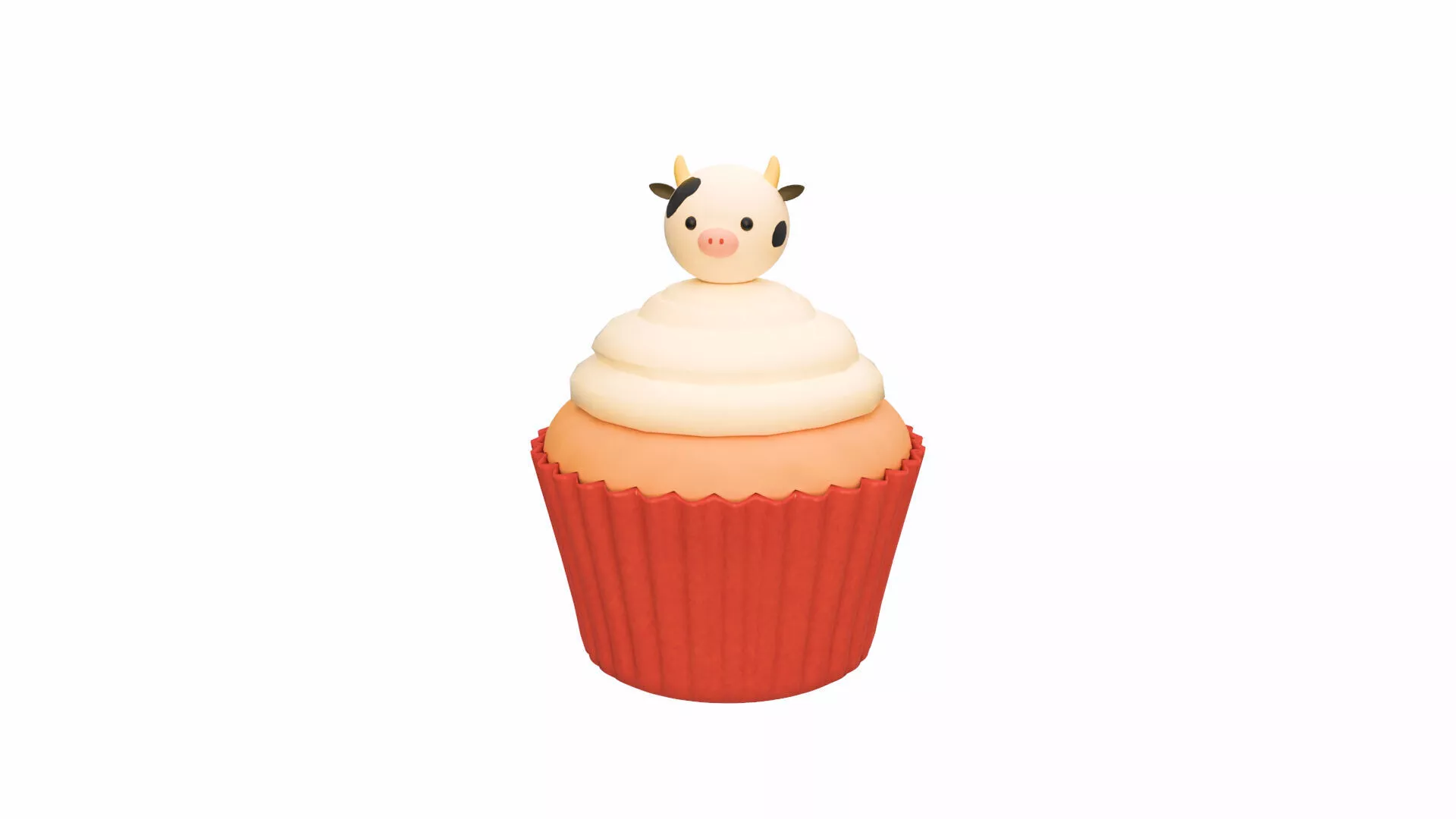 Cute Cow Cupcake Low-poly 3D model