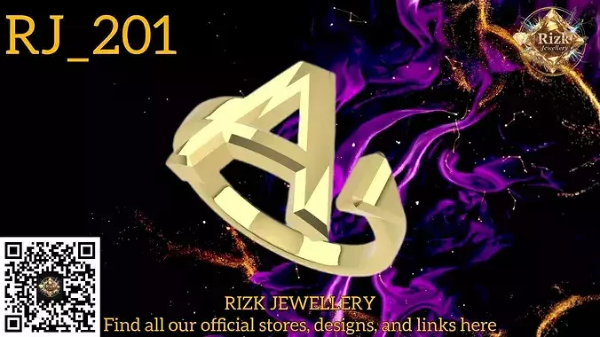 Initial Letter A Ring Style 1 Model RJ 201