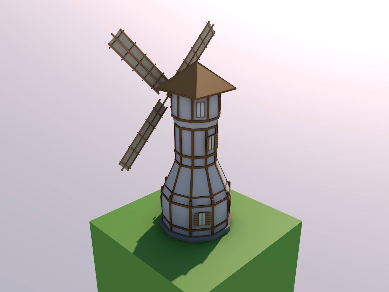 Low-Poly Windmill Free low-poly 3D model_1