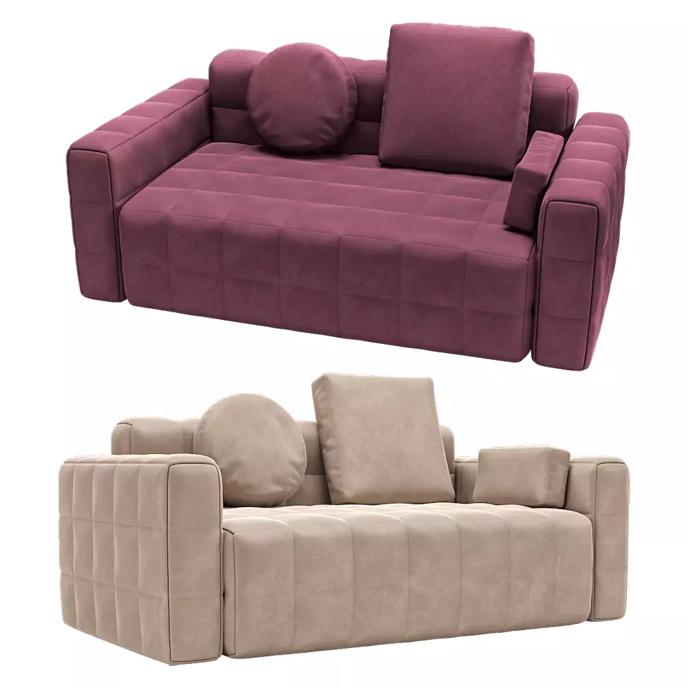 2-seater fixed sofa Block 1 Low-poly 3D model