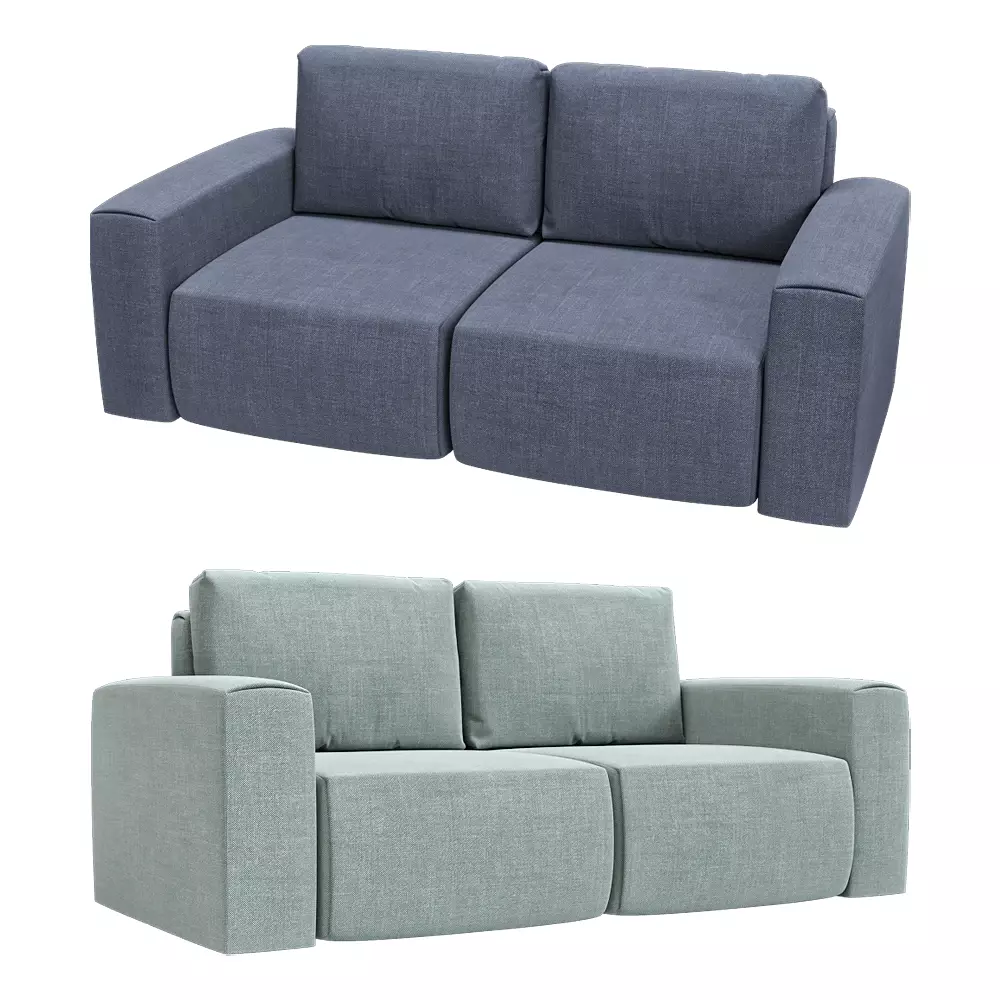 2-seat fixed sofa Aldo Low-poly 3D model