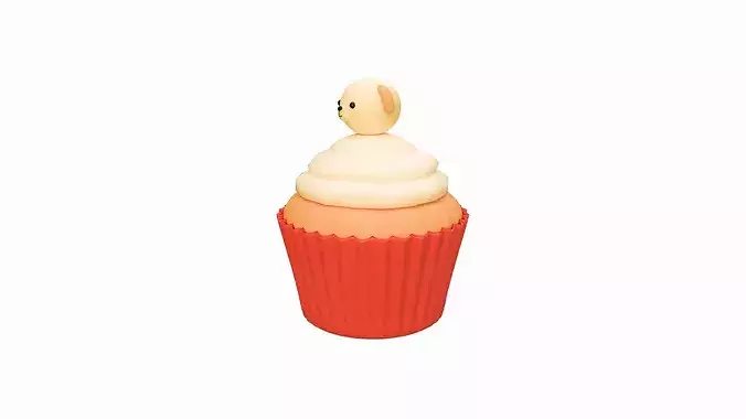 Cute Dog Cupcake  Low-poly 3D model 2