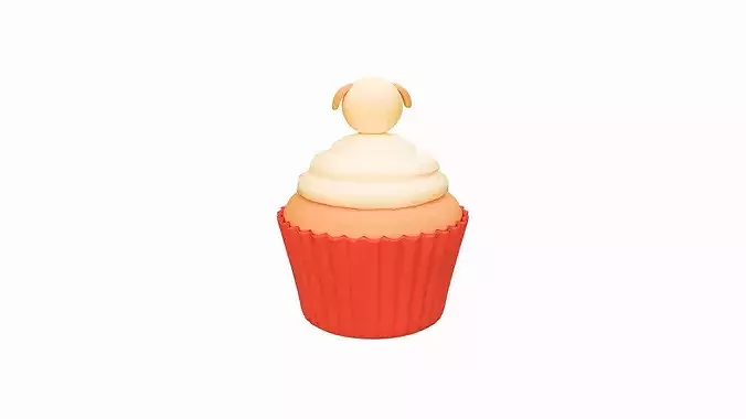 Cute Dog Cupcake  Low-poly 3D model 3