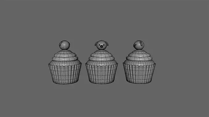 Cute Dog Cupcake  Low-poly 3D model 4