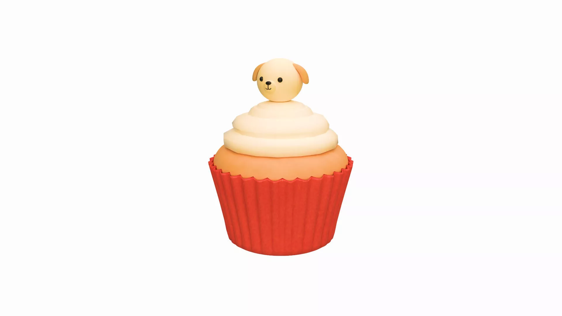 Cute Dog Cupcake Low-poly 3D model
