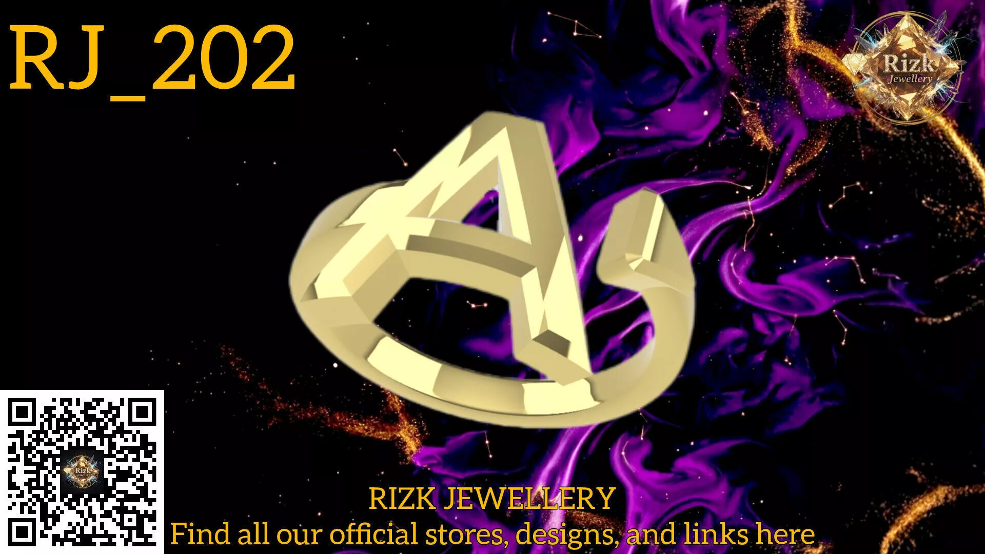 Initial Letter A Ring Style 2 Model RJ 202 3D print model