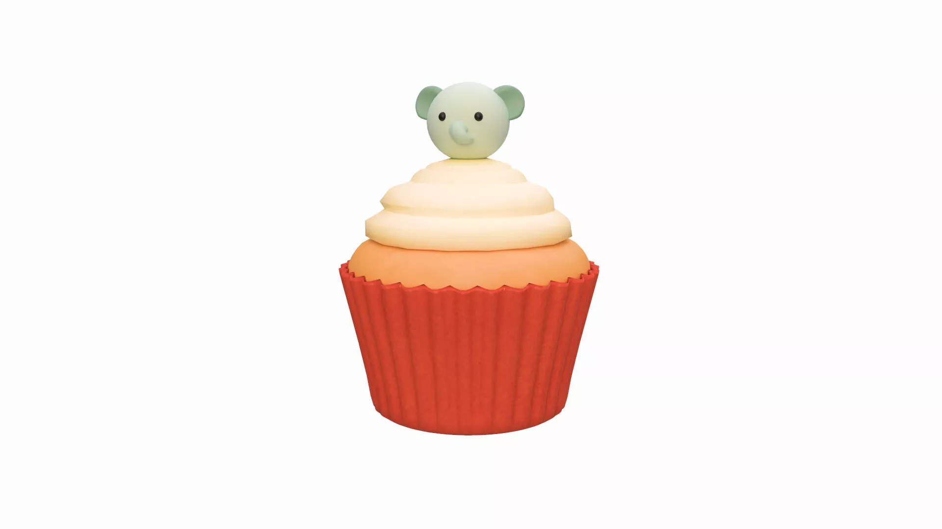 Cute Elephant Cupcake Low-poly 3D model