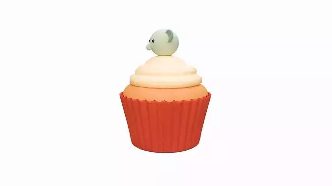 Cute Elephant Cupcake  Low-poly 3D model 2