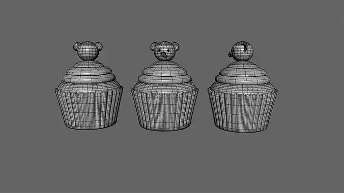 Cute Elephant Cupcake  Low-poly 3D model 4