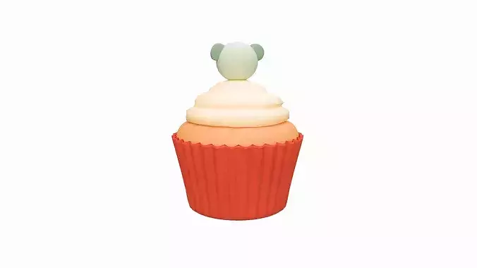 Cute Elephant Cupcake  Low-poly 3D model 3