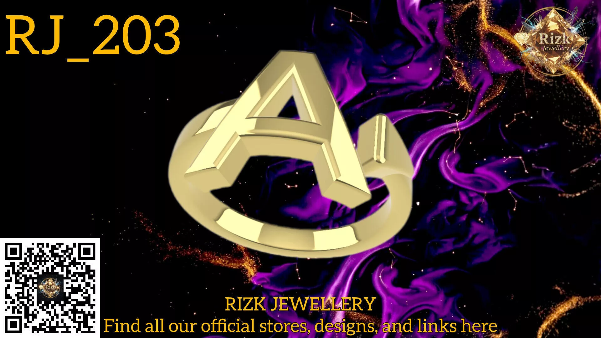 Initial Letter A Ring Style 3 Model RJ 203 3D print model