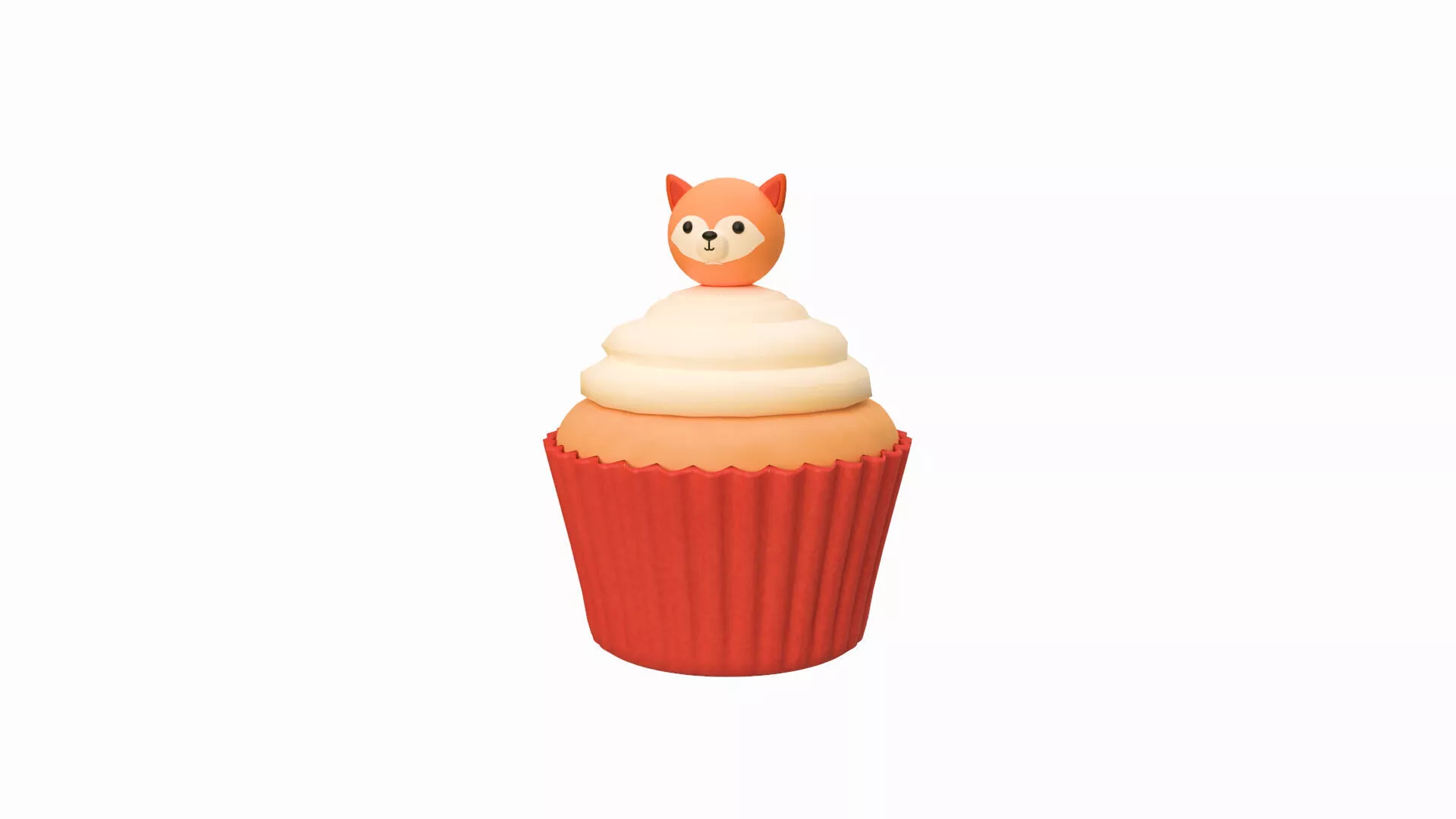 Cute Fox Cupcake Low-poly 3D model