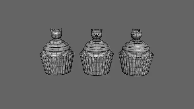 Cute Fox Cupcake Low-poly 3D model 4