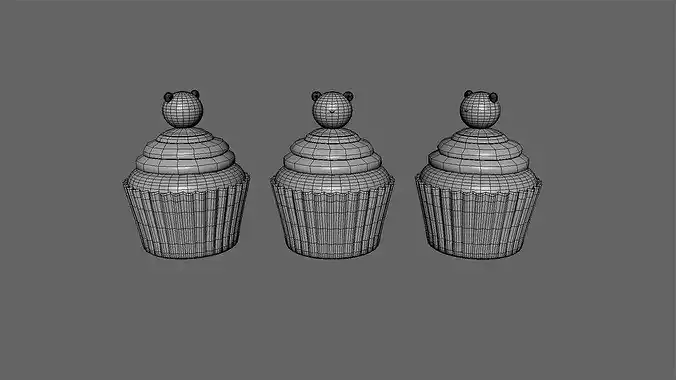 Cute Frog Cupcake Low-poly 3D model 4